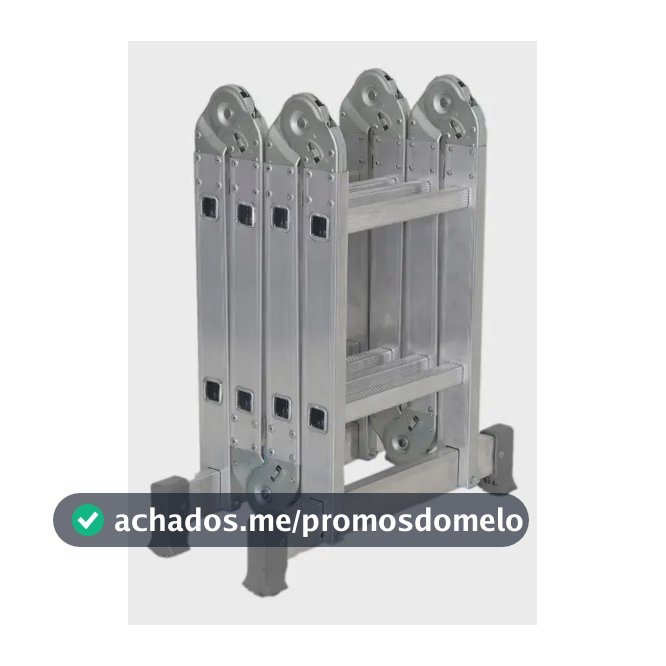 Escada Articulada De Alumínio 8 Degraus 13 Posições Reisam Cinza