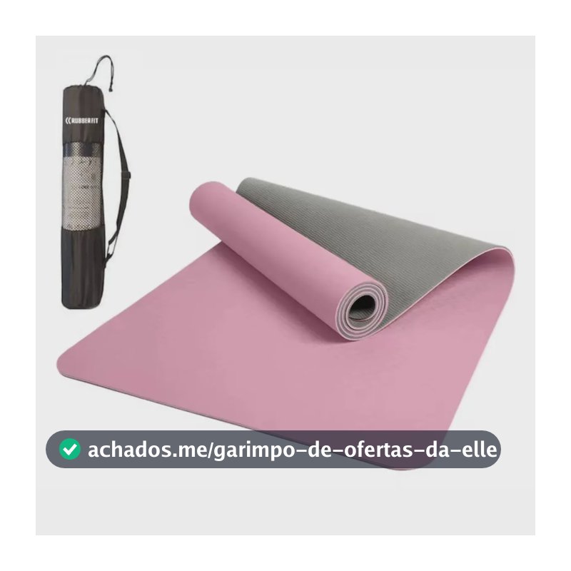 Tapete De Yoga Rubber Fit Tpe Biodegradável 6mm Cor Rosa e Cinza