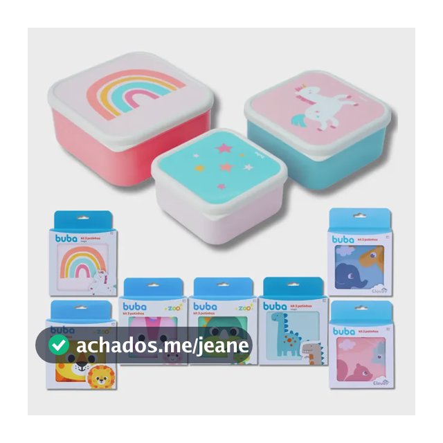 3 Potinhos Infantil Bebê Lanche Papinha Fruta Buba Bubazoo
