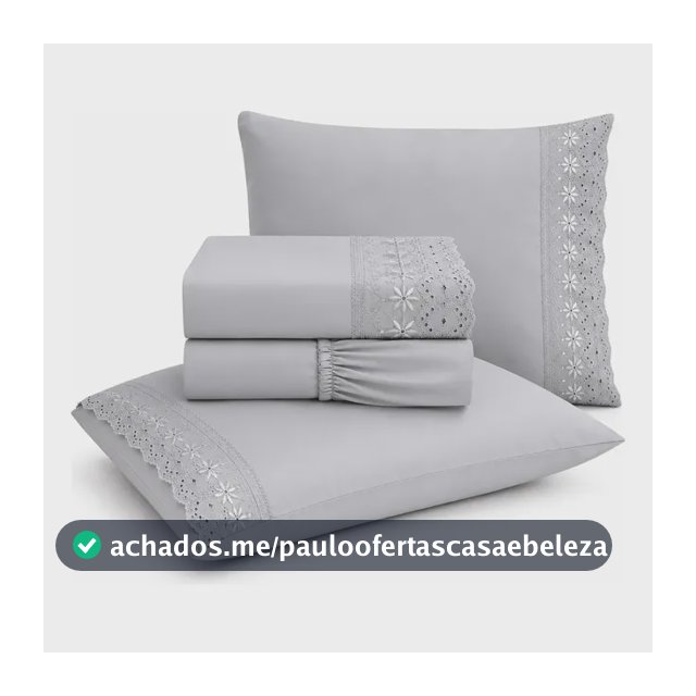 Jogo De Lençol Casal Padrão 4 Peças Micropercal 200 Fios Cinza Lumini