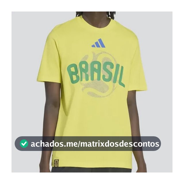 Camiseta Masculina Brasil Copa Do Mundo Da Fifa 26 adidas Amarelo Estampa Localizada G Liso