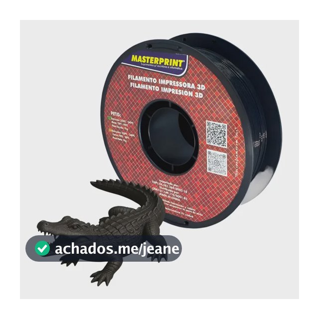 Filamento Impressora 3d Masterprint Petg 1.75mm 1kg Preto