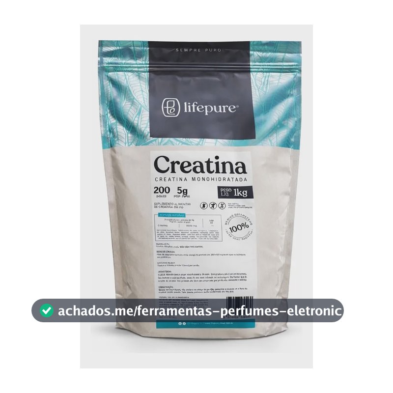 Creatina Monohidratada Em Pó Lifepure 1kg Sem Sabor Sem Sabor