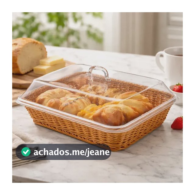 Cesta De Pão Com Tampa De Plástico Para Alimentos Cor Marrom