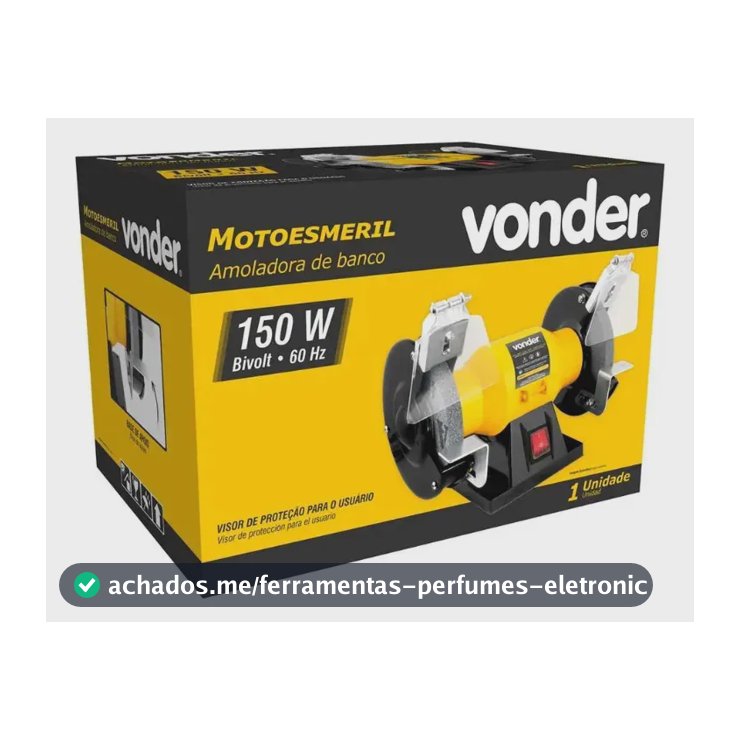 Motoesmeril Lixadeira De Bancada 150w Vonder Cor Amarelo Frequência 60 Hz
