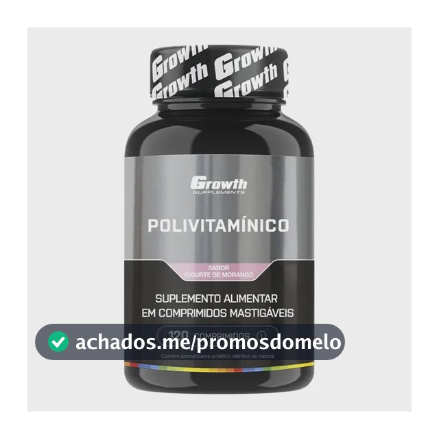 Polivitaminico Mastigável 120un. Growth Supplements - Sabor Morango