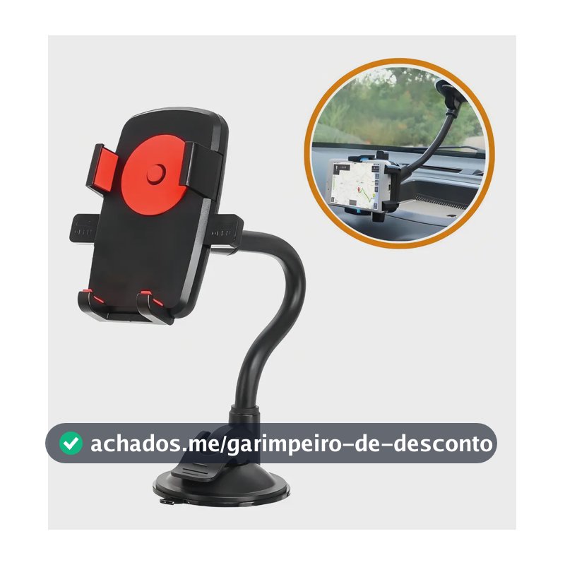 Suporte Veicular Para-brisas Celular Universal Haste Flexível 360º