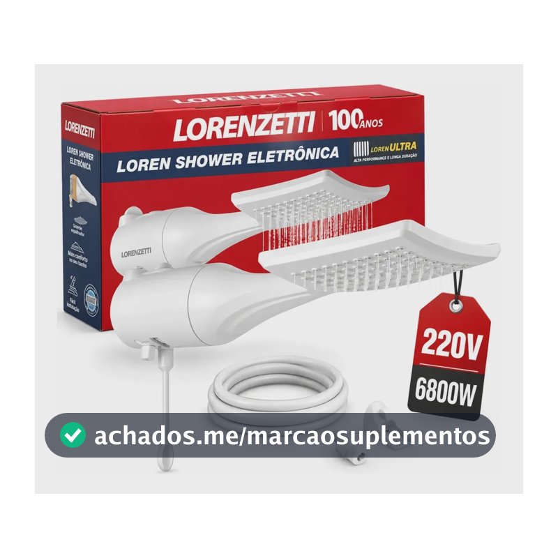 Chuveiro Ducha Lorenzetti Loren Shower Eletrônico Branco 6800w 220V