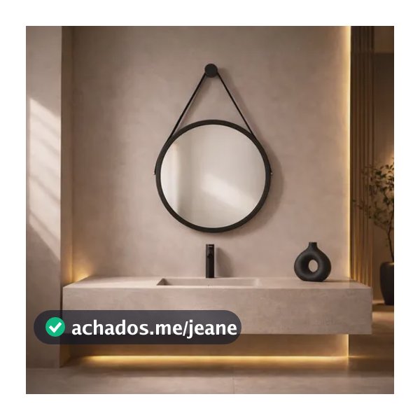 Espelho Vildrex Adnet 50cm Moldura Alumínio Design Moderno Preto