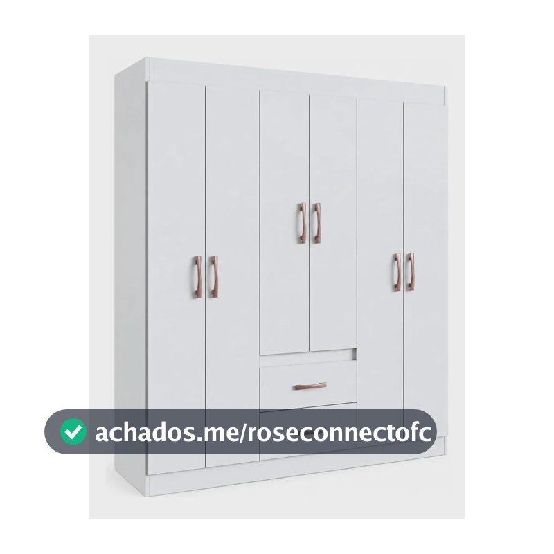 Guarda Roupa Solteiro 6 Portas 2 Gavetas Sidney Doripel Cor Branco