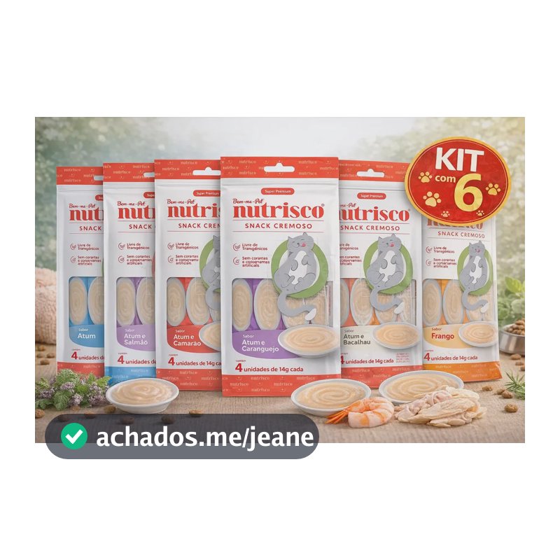 Petisco Para Gatos Kit 6 Unid Nutrisco Sabores Variados 56g