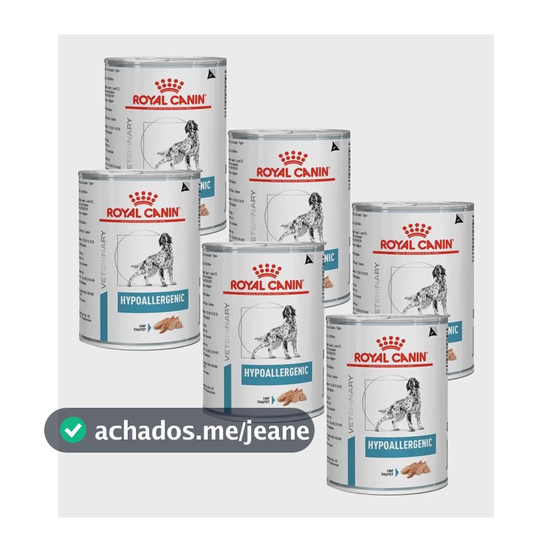 Kit 6 Latas Ração Úmida Royal Canin Hypoallergenic Cães 400g