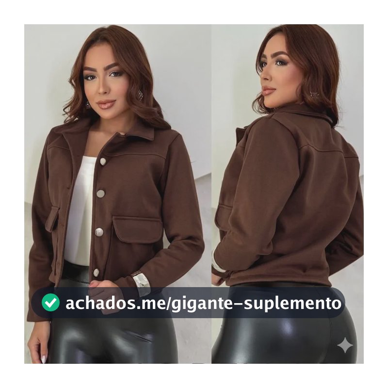 Jaqueta Feminina Casaco Para Inverno Lã Batida Agasalho Marrom Gg Liso