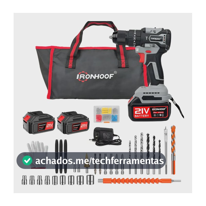 Furadeira E Parafusadeira De Impacto Eletrica Brushless 21v Cinza-escuro 110/127/220v 60hz