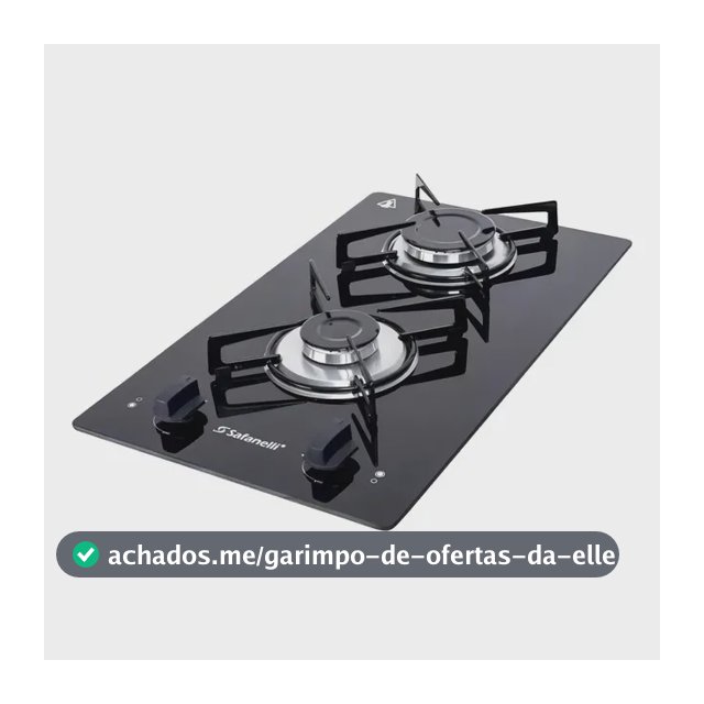 Cooktop Safanelli de Vidro Preto com 2 Bocas para Gás GLP