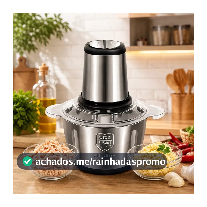 Multiprocessador Elétrico De Alimentos Em Inox 2l Triturador De Alho Tempero Processador De Carne E Legumes Multifuncional Portátil 110v