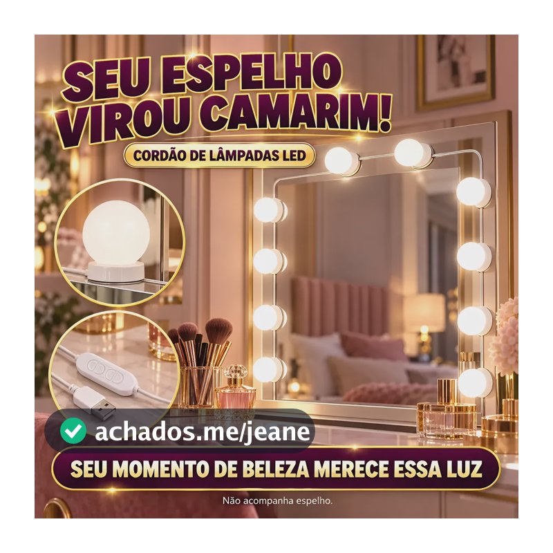Luminária P/ Espelho Led Penteadeira Com 10 Lâmpadas Brancas 127/220v Branco