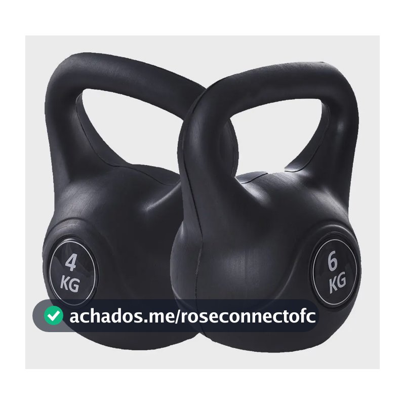 Kit 2 Pesos Kettlebell Para Treino Funcional 4kg E 6kg Preto Crossfit Musculação + E-book