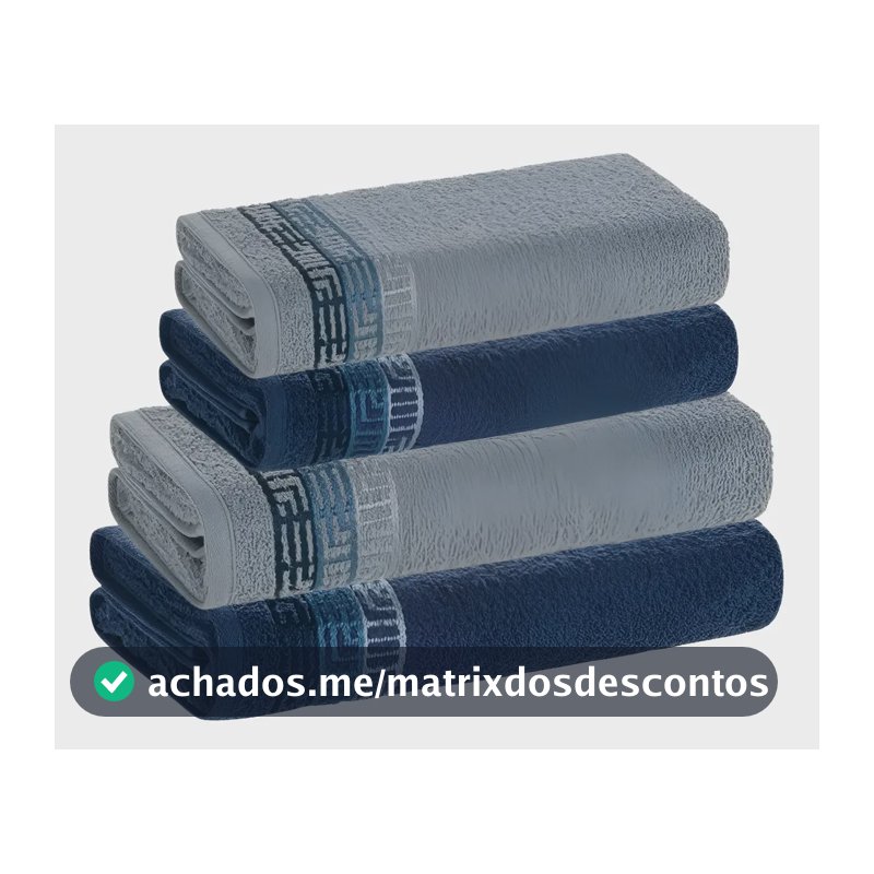 Jogo De Toalhas 4 Pçs Fio Cardado 100% Algodão Bosco Karsten Azul Serena/ Azul Naval Bosco