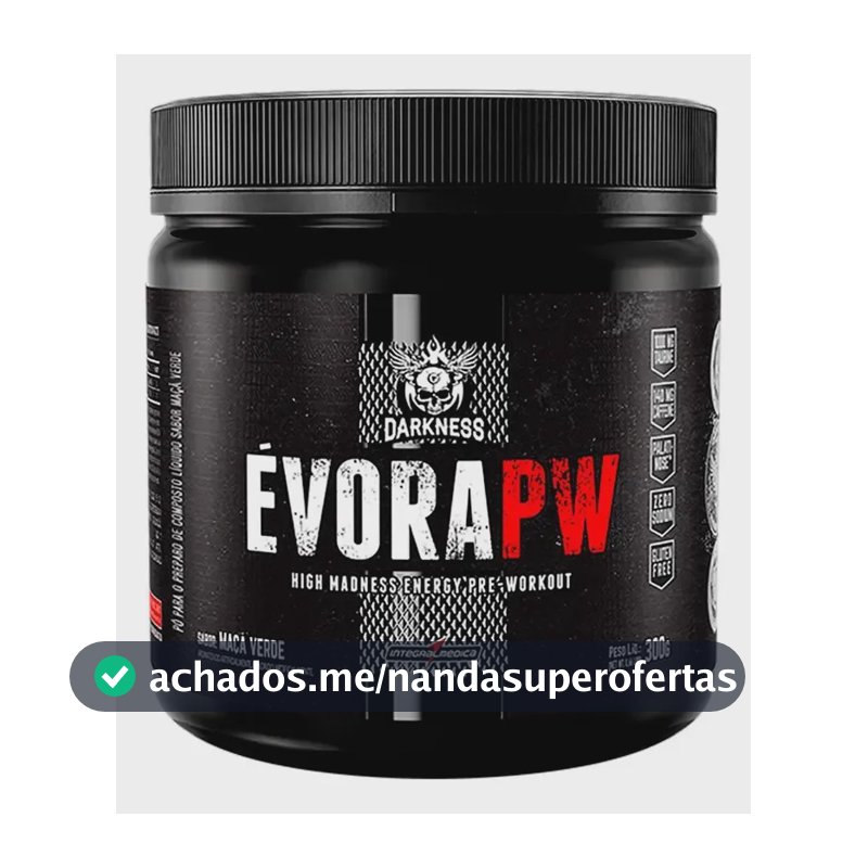 Suplemento em pó Darkness Pré Treino Alanina Évora PW sabor Maçã verde x 300g