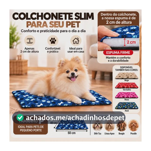 Caminha Pet Colchonete Slim Cachorro Gato Simples Tam P