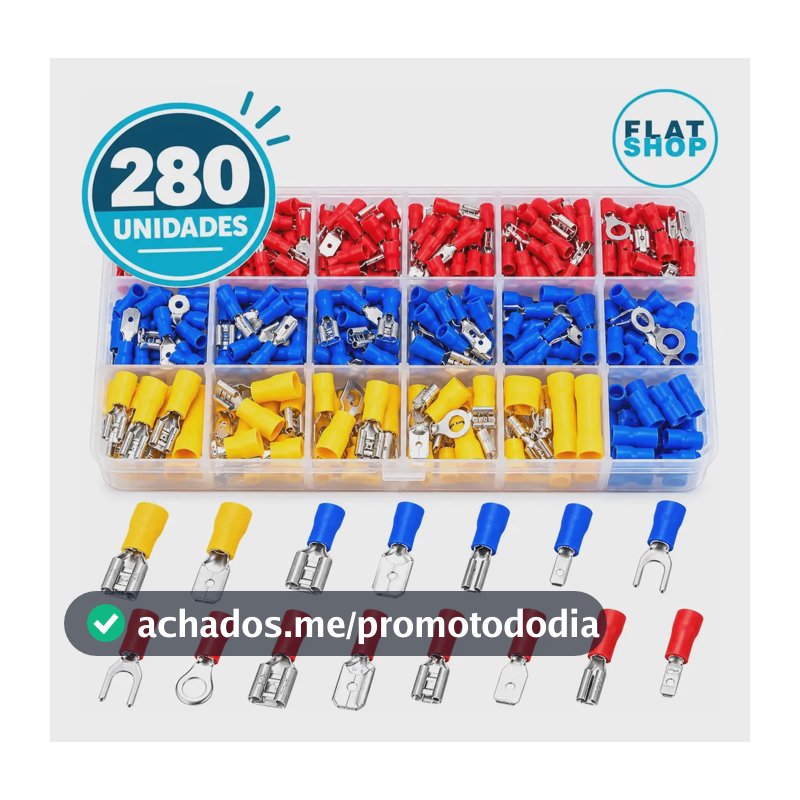 Kit Conectores Elétricos Pré-isolados Variados Com Caixa Organizadora Flatshop