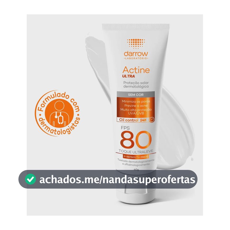 Protetor Solar Facial Dermatológico Darrow Actine Ultra FPS 80 40g