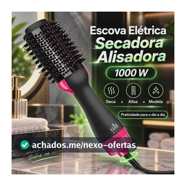 Escova Elétrica De Cabelo Secadora Alisadora Profissional 1000w