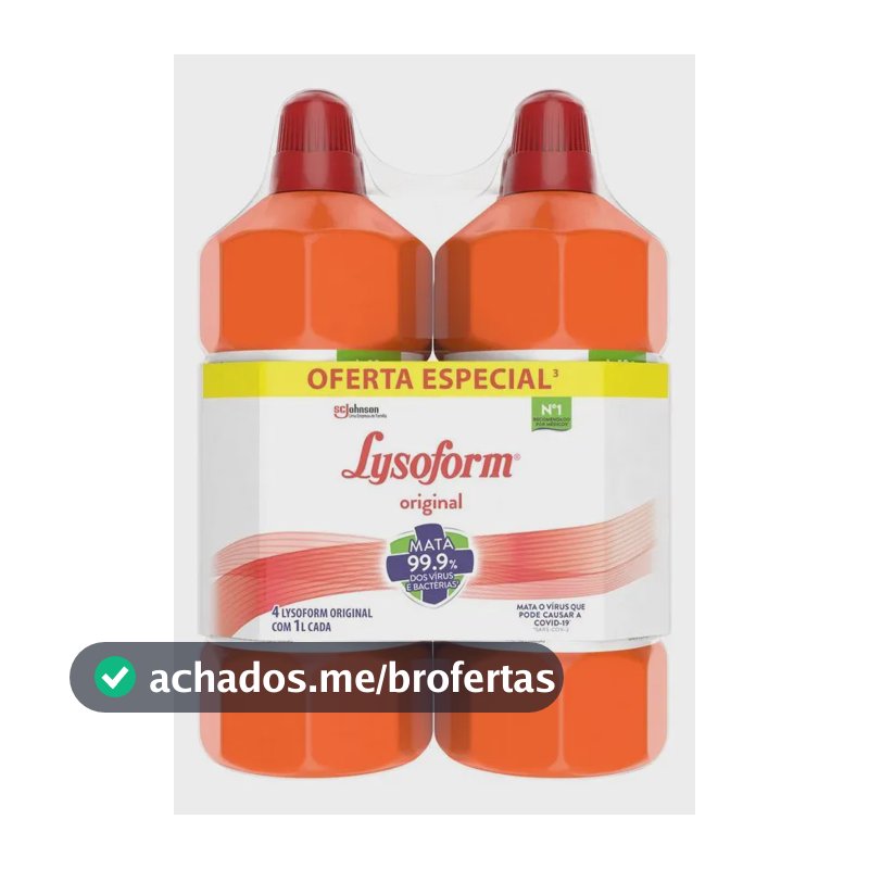 Desinfetante Lysoform Líquido Original Limpeza Pesada e Eficiente 4 Unidades de 1L Cada