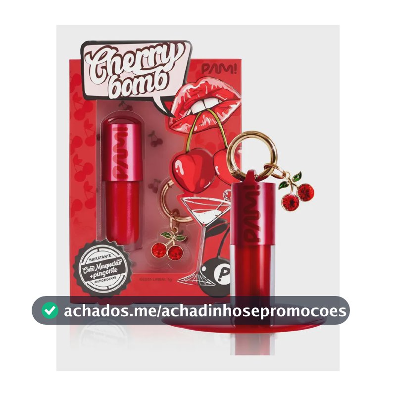 Gloss Labial Cherry Bomb Pam By Pamella 5g Vermelho