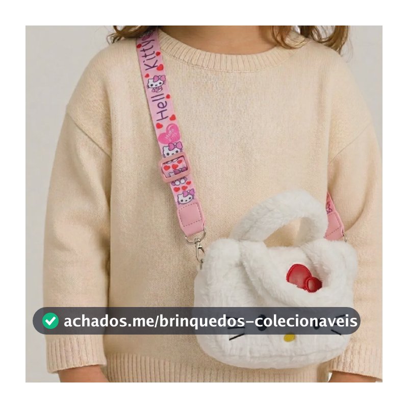 Bolsinha Infantil De Pelúcia Com Alça Hello Kitty Menina Branco