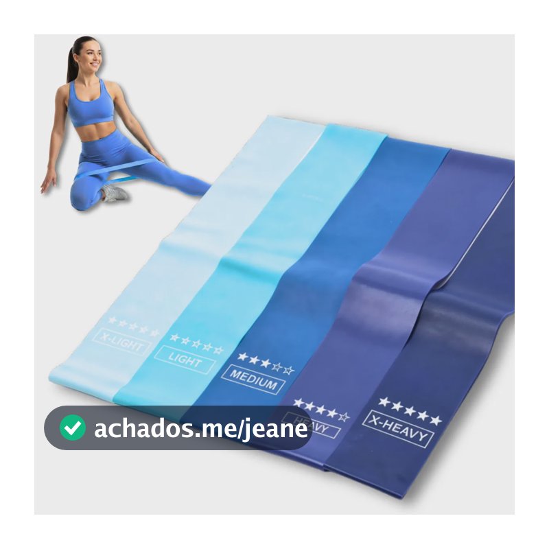 Kit 5 Faixa Elástica Super Mini Band Extensor Elástico Para Treino Resistência Funcional Academia Ginástica Yoga Esporte Banda Extra Forte De Treinamento Thera Pilates Fisioterapia Alegria Azul
