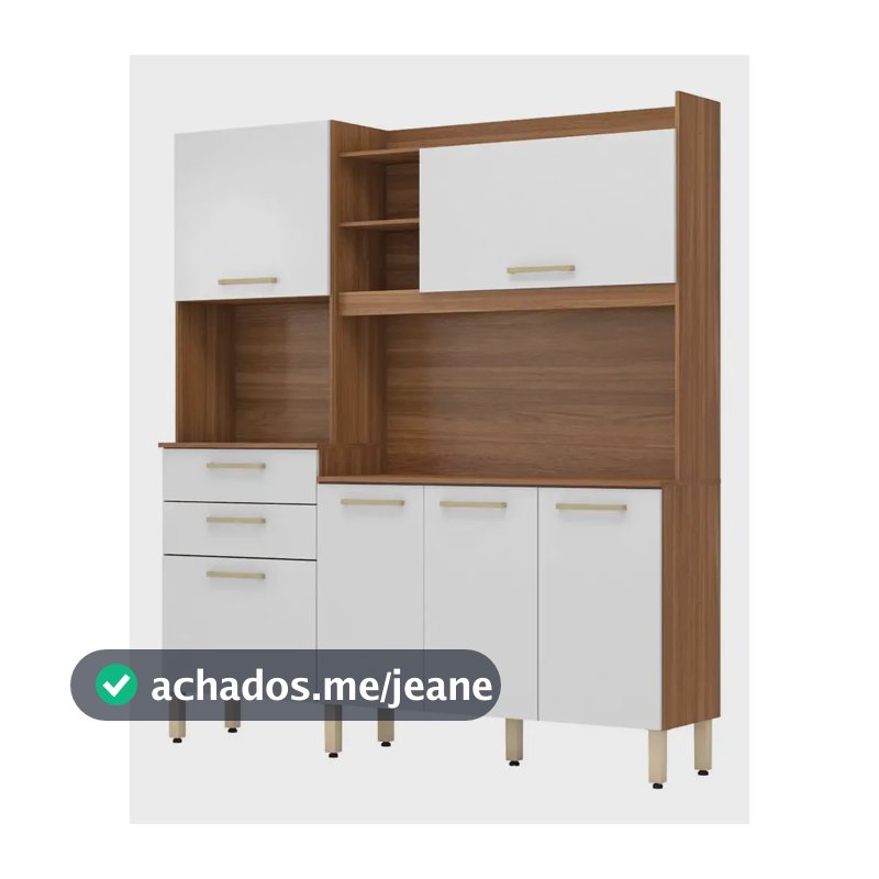 Cozinha Compacta Select 6 Portas 2 Gavetas Demóbile Cor Amêndoa/Branco