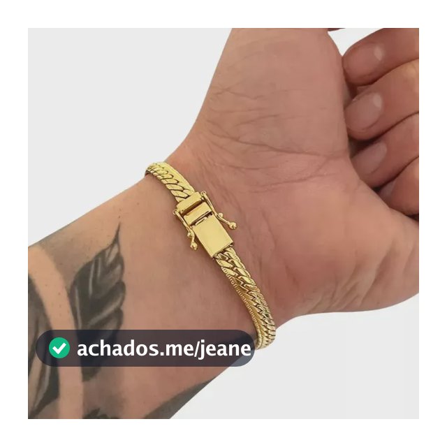 Pulseira Masculina Grumet Flat 6mm Banhada A Ouro 18k