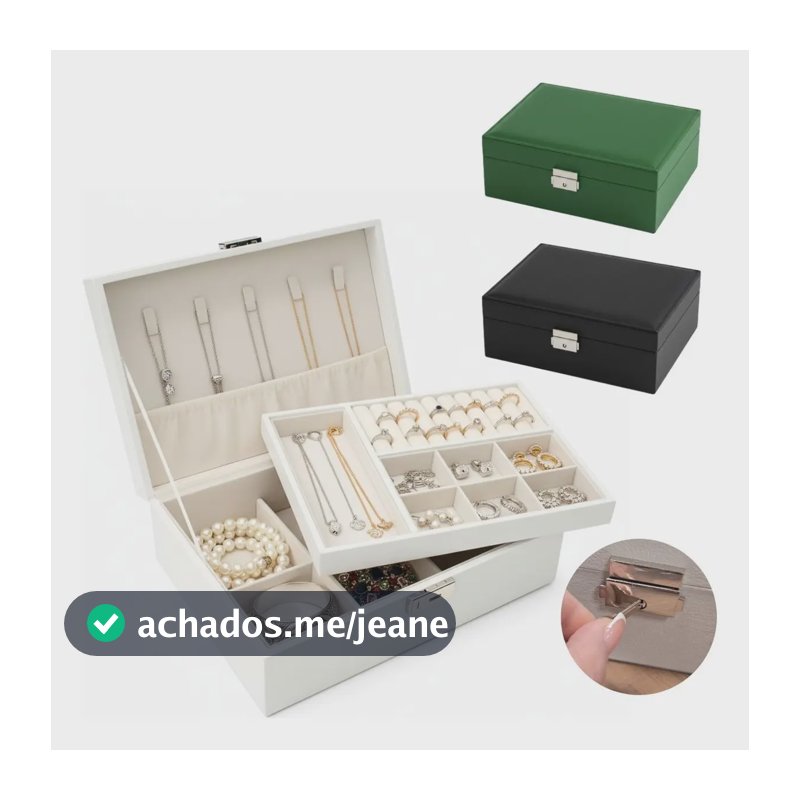 Eps-77777q Maleta Porta Joias Multifuncional Organizador Com Chave Preto