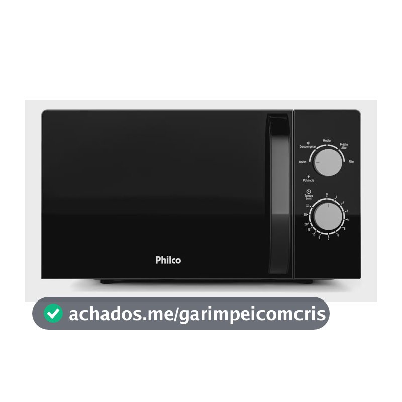 Micro-ondas Philco 20L Preto Painel Mecânico PMO23M