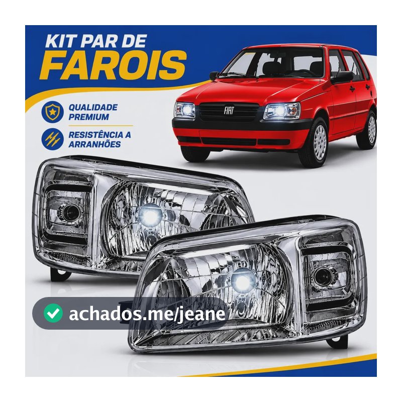 Par Farol Fiat Uno Mille Fire Economy Cromado 2004 Até 2013 Ambos Lados