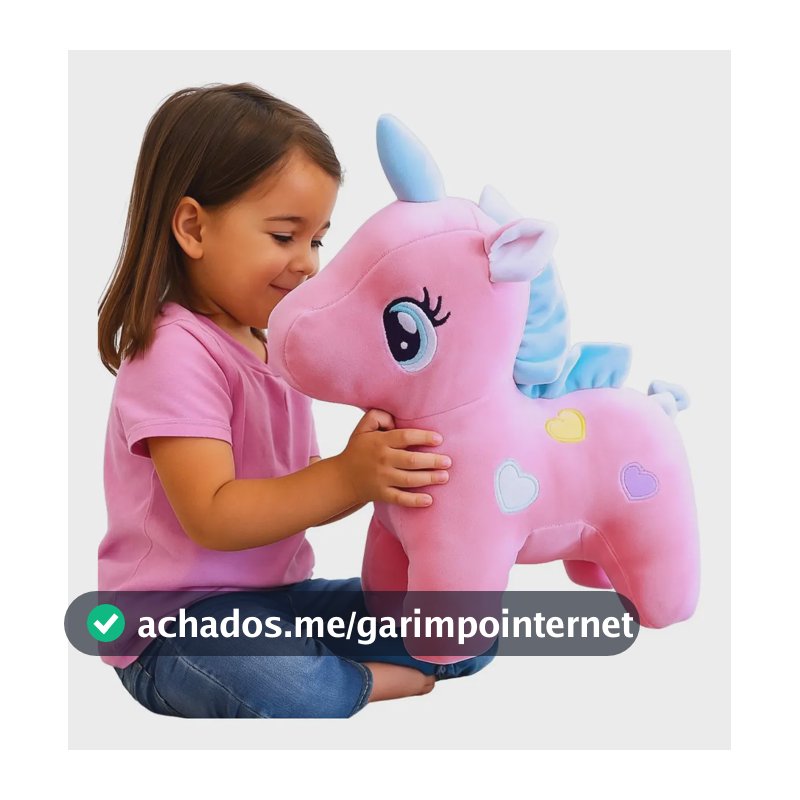 Brinquedo Pelúcia Unicórnio Presente Fofo Antialérgico 30cm Cor Rosa