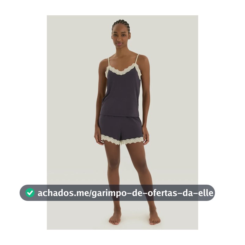 Pijama Curto Feminino Em Viscose Com Renda Hering Azul M