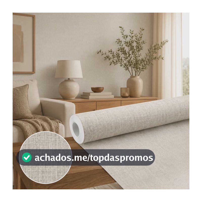 Papel Parede Linho Adesivo Lavável Quarto Sala Autocolante Linho Bege