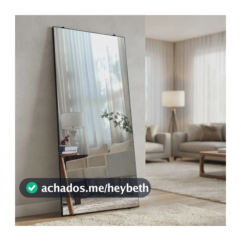 Espelho Corpo Inteiro Chão Grande Parede Isadora C150 X L80 Preto