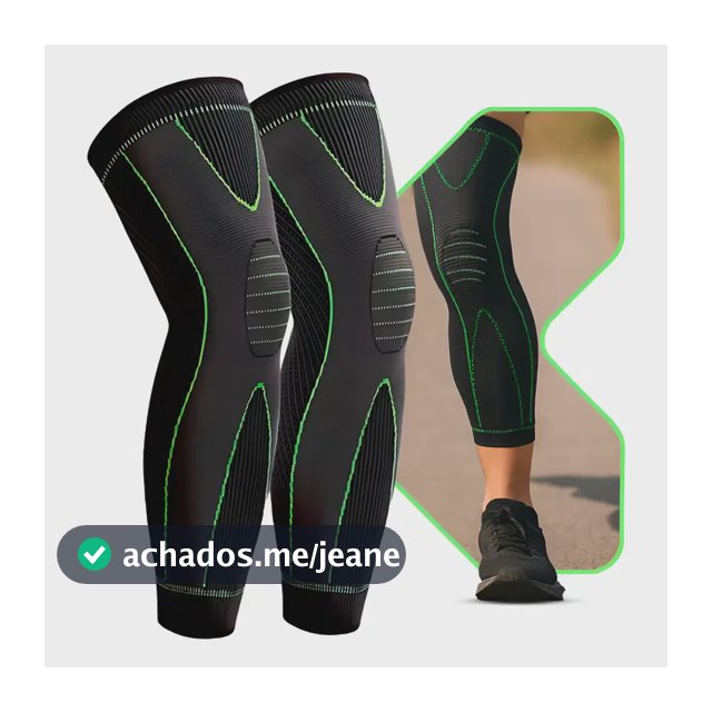 Par Joelheira Compressão Térmica Perna Crossfit Alivia Dores Verde G