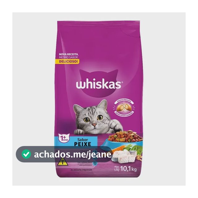 Ração Para Gato Whiskas Premium Peixe Com Delicrocs 10,1kg