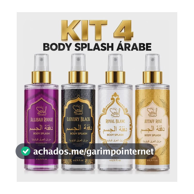 Kit4 Body Splash Feminino Àrabe Importado 200ml,alta Fixação