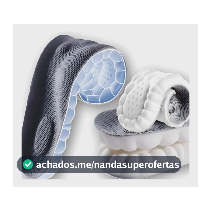 Palmilha Ortopédica PISATY Confortável 4D Cinza Para Esportes e Caminhada Tamanho 39-40