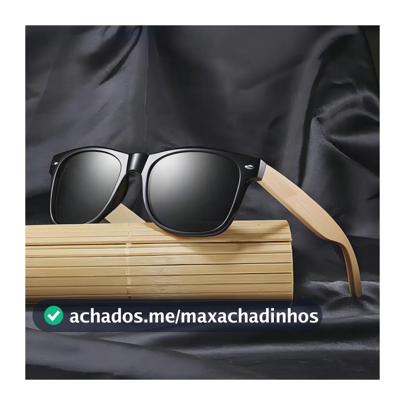 Óculos De Sol Quadrado Doxa Bambu com Proteção UV Cinza-escuro