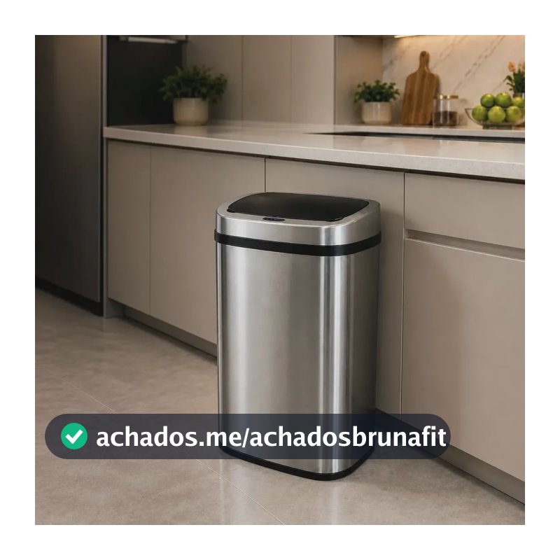 Lixeira Automatica 50 Litros Aço Inox Escovado Guimmis Prateado