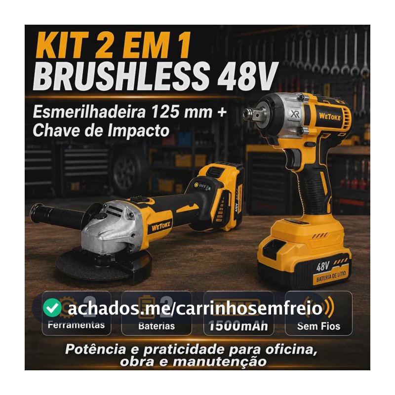 Kit Chave De Impacto + Esmerilhadeira Lixadeira 2 Baterias