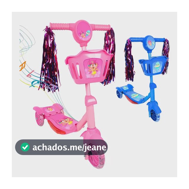 Patinete Infantil 3 Rodas Com Led Som E Cesta Menino Menina Cor Rosa