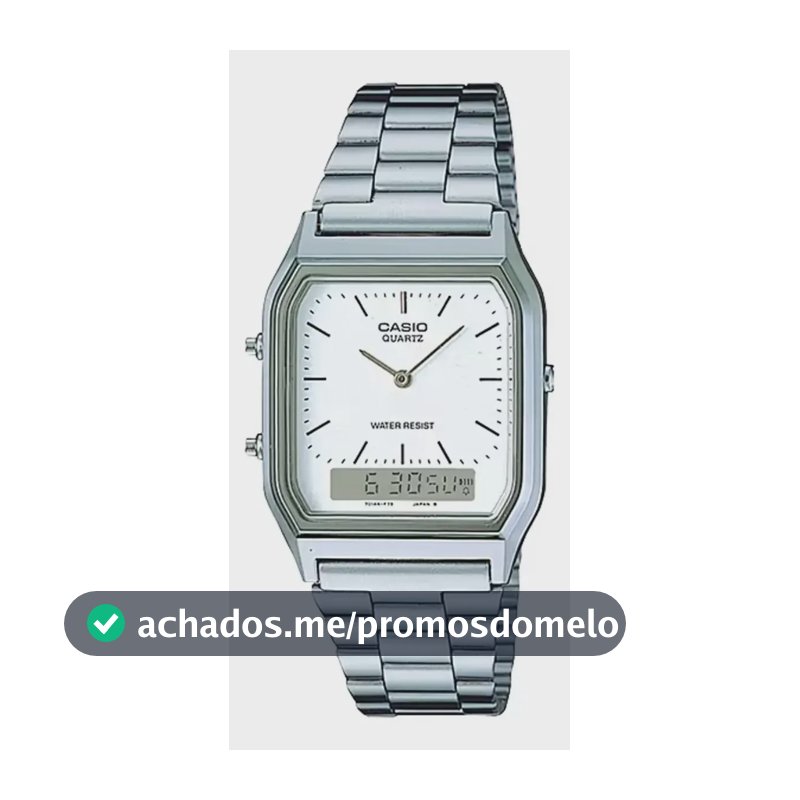 Relógio Casio Masculino Retangular Aq-230a-7dmq Prata Branco